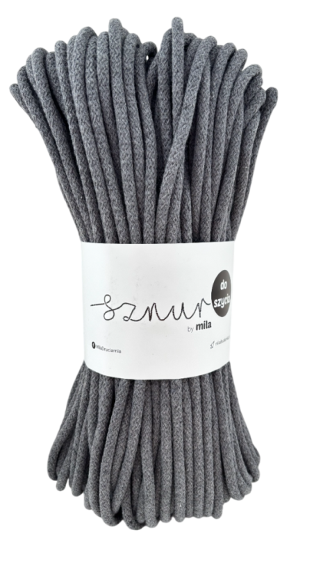 Bavlněná šňůra na šití 6mm/50m - GRAFIT/P06