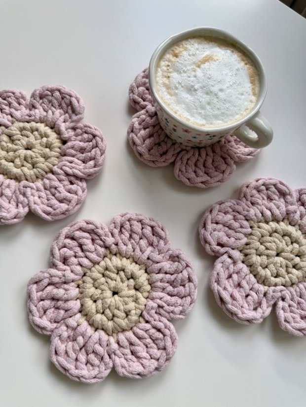 Podtácky - Kytičky růžové