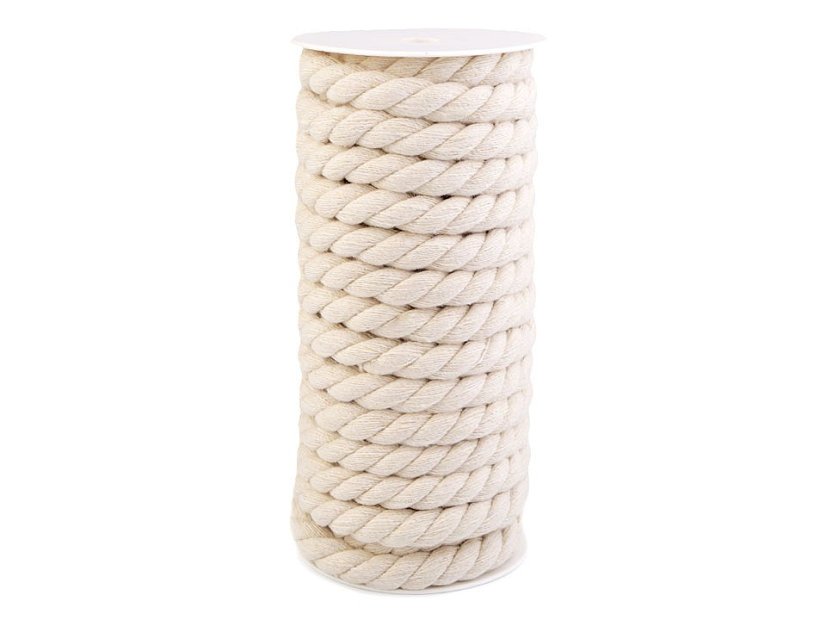 Kroucená bavlněná šňůra pr.12mm (Barva Bílá)