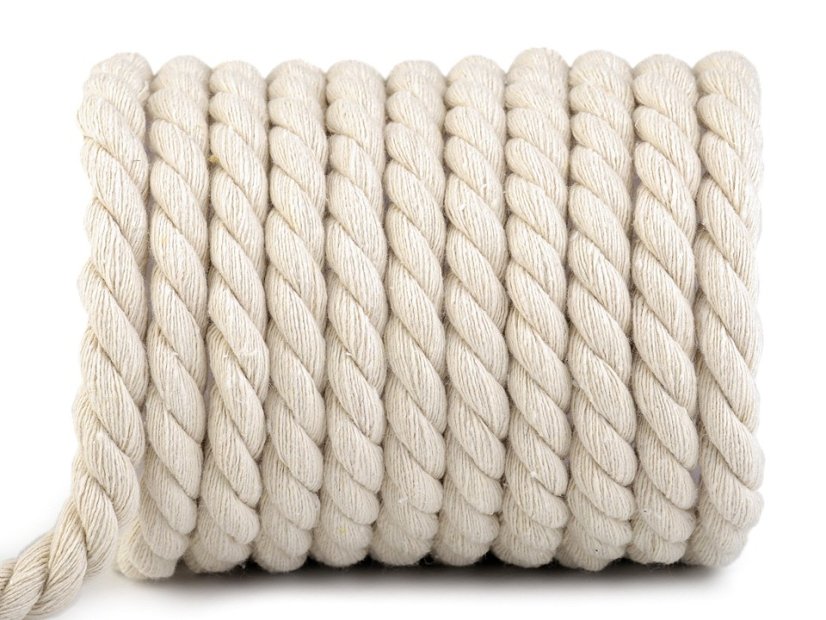 Kroucená bavlněná šňůra pr.12mm (Barva Bílá)