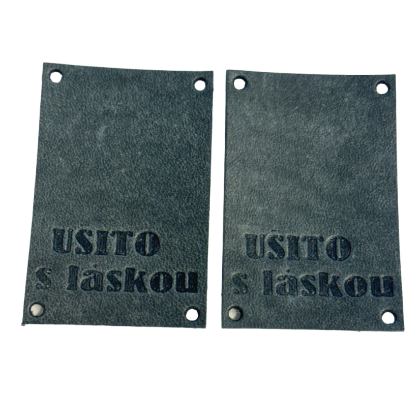Cedulka kožená 60x40mm UŠITO S LÁSKOU (Barva Capuccino)