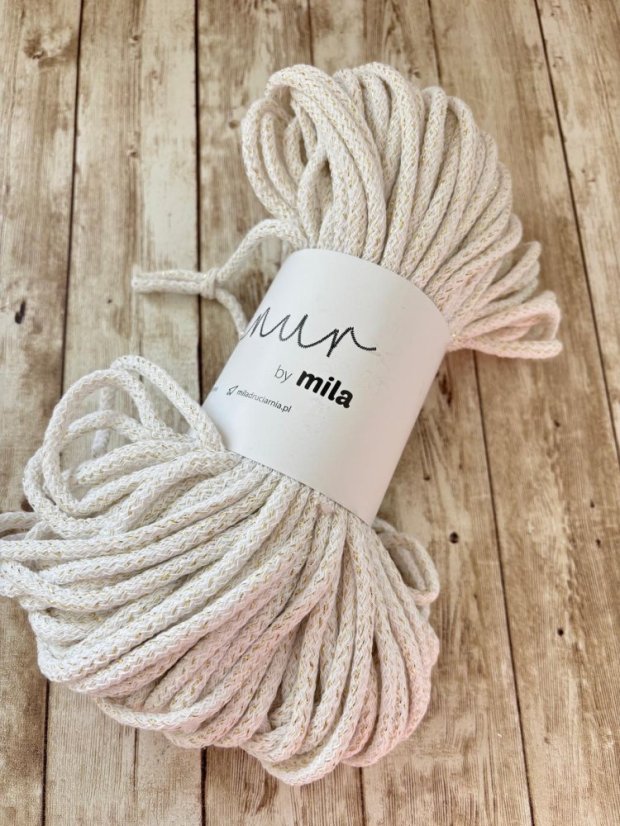 Šňůra MILA 5mm / 50m - Bílá zlatá