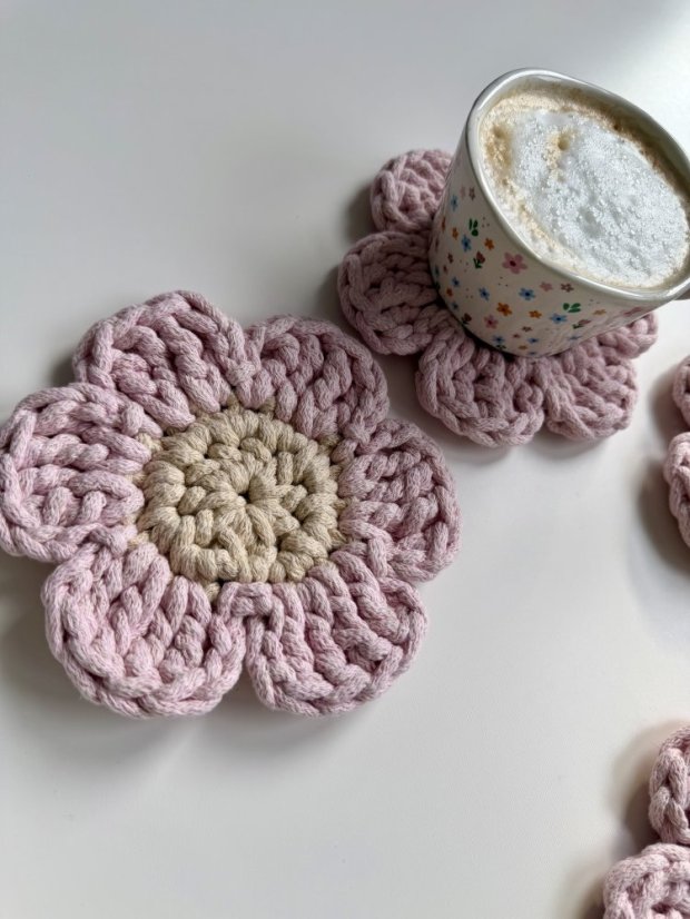 Podtácky - Kytičky růžové