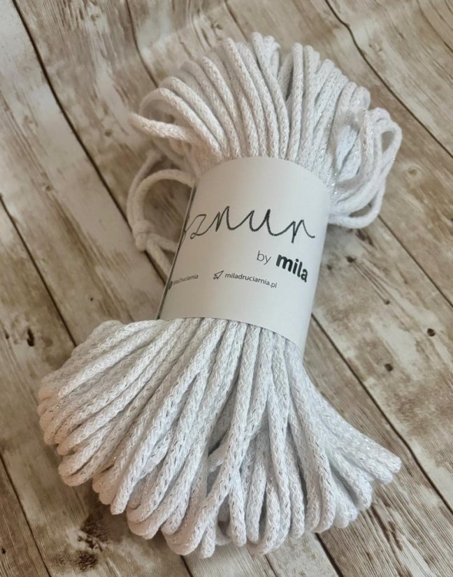 Šňůra MILA 5mm - návin 50m - bílá stříbrná
