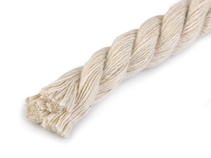 Kroucená bavlněná šňůra pr.12mm (Barva Bílá)