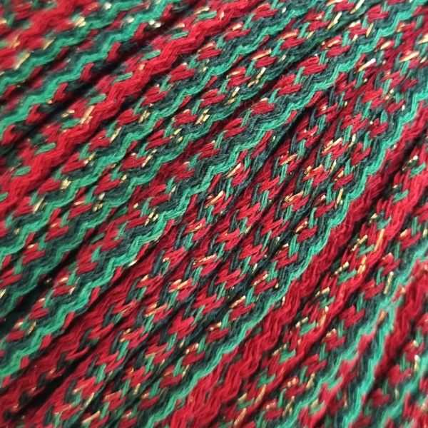 Bavlněná šňůra Glitter 5mm - VÁNOČNÍ