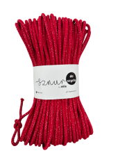 Bavlněná šňůra na šití 6mm/50m - ČERVENÁ STŘÍBRNÁ/PG112